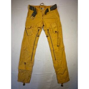 Parajumpers Cargo Pants Womens 28 Yellow PJS Claimer Italy Outdoor Zippers